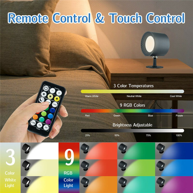 Rechargeable Touch Bedside Magnetic Wall Lamp Light Wireless With Remote Control Stepless Dimming
