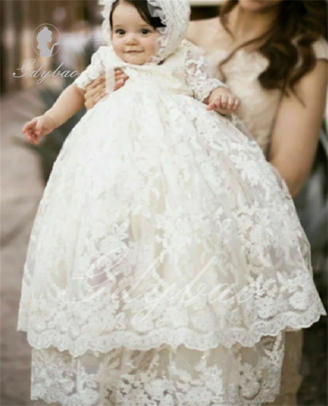 아기 사랑스러운 반팔 세례용 흰색 드레스, 아기 소녀 의류, 1 년 생일 파티, 유아 세례 가운