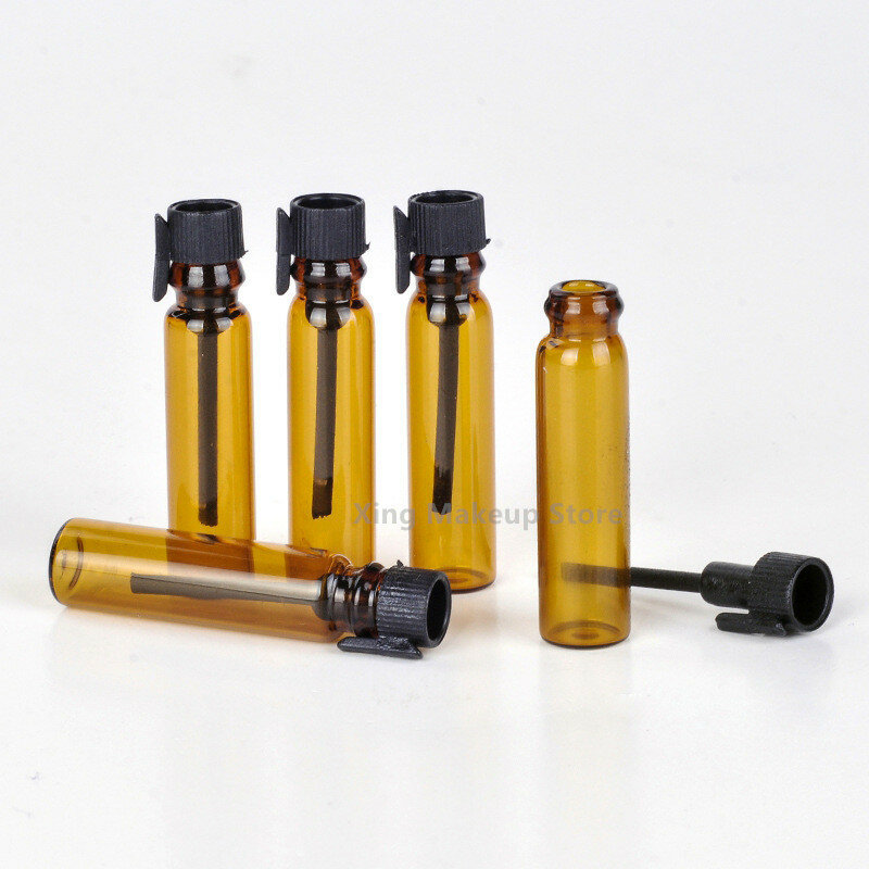 New 50/100PCS 1ML 2ML Amber Mini Perfume Glass Bottle Empty Cosmetics Bottle Sample Glass Thin Vials Essential Oil Bottle 4#