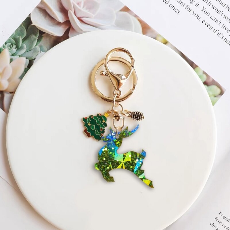 DIY Holographic Christmas Elk Deer Antler Earring Silicone Mold with Hole Keychain Necklace Pendant Charms Epoxy Resin Mould