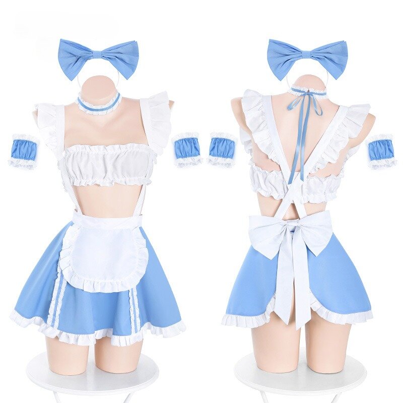 Plus Size Anime Empregada Cosplay Trajes para Senhoras, Uniforme de Empregada Kawaii, Lingerie Exótica, Sexy Baby Doll Dress, XXXL