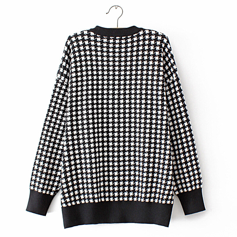 Cárdigan de algodón mercerizado doble para mujer, suéter de punto de manga larga con cuello redondo a la moda, 4XL talla grande, otoño