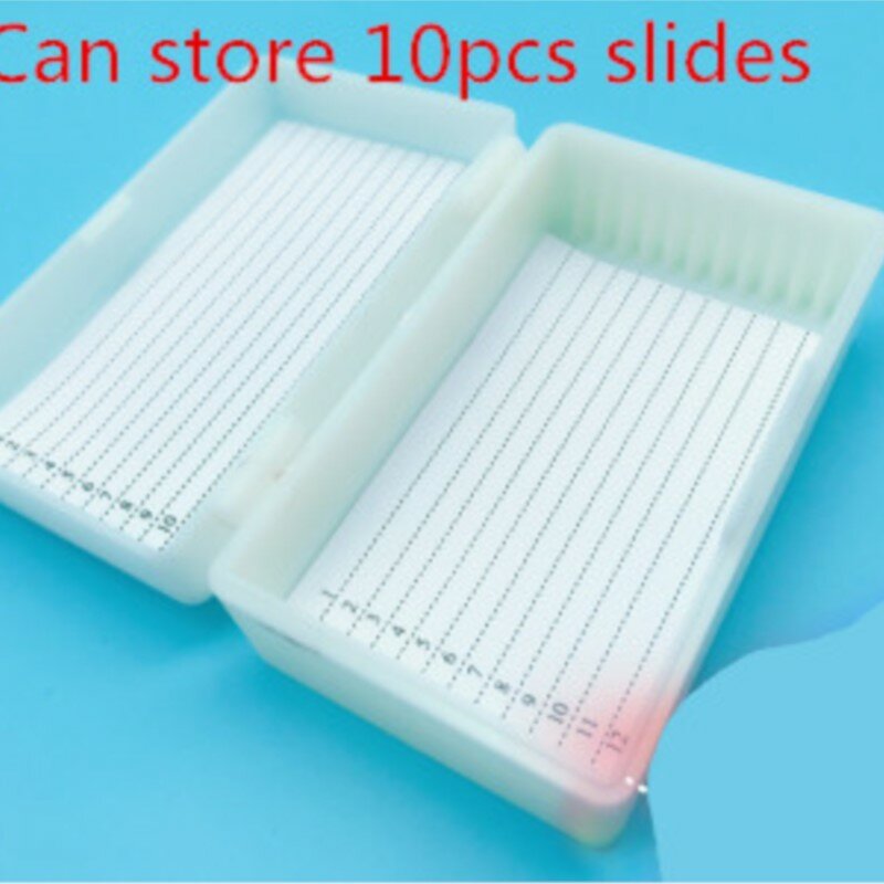 1 ud. Caja deslizante de plástico rectangular para soporte de cristal para microscopio para suministros de laboratorio de diapositivas 100