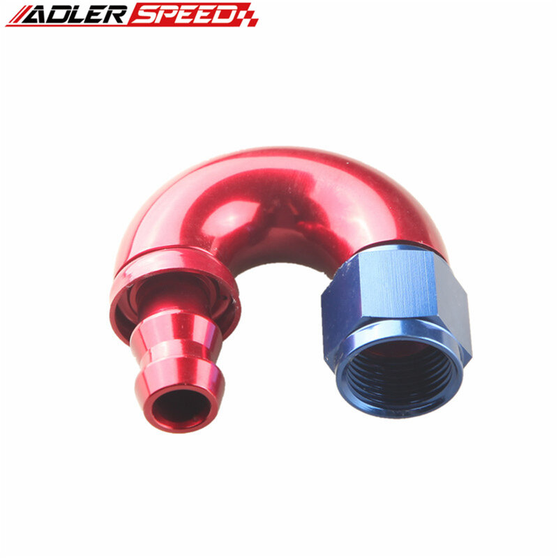 ADLERSPEED 8AN AN8 180 gradi Push-Lock un pezzo raccordo estremità tubo rosso/blu