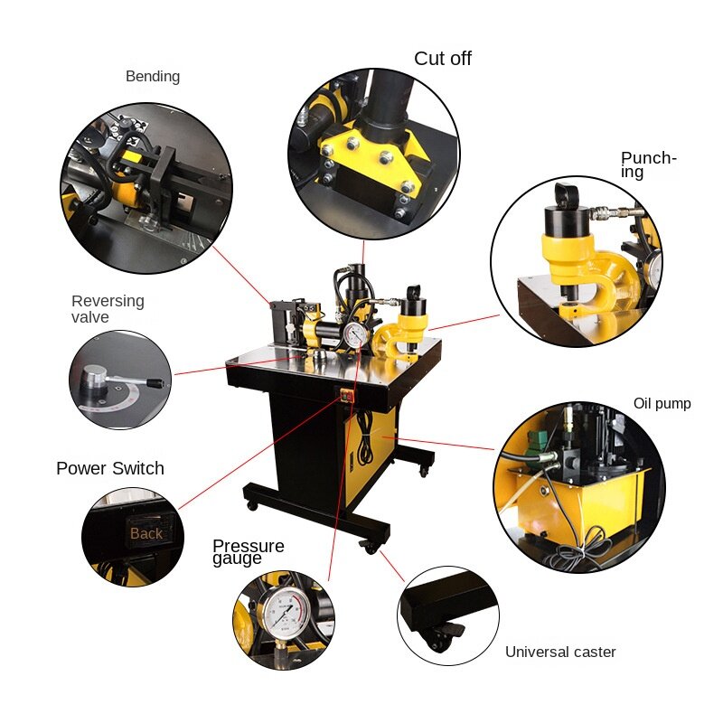 Hydraulic tool three-in-one bus processing machine VHB-150 copper and aluminum row punching, cutting and bending machine