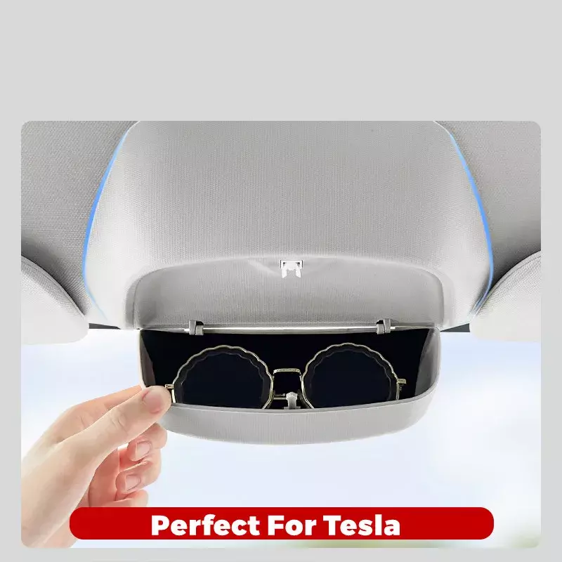 Auto Brillendoos Voor Tesla Model 3 Y En 3 + Origineel Ontwerp Zonnebril Zonneklep Clip Kaart Opslag Model Nieuw Model 3 + Hoogland 2024