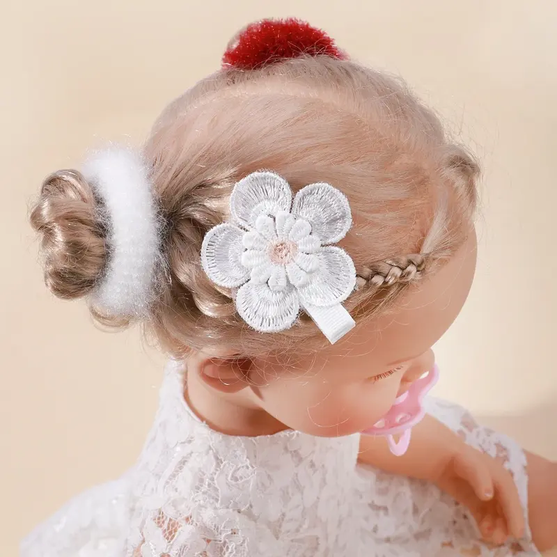 1pcs Ins Daisy Flower Hair Clips Baby Girl Hairpins for Kids Lace White Barette Princess Infant Hair Accessories Wholesale