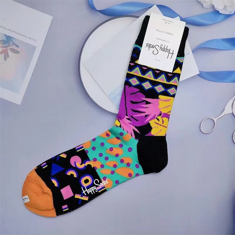Happy Socks Herren socken Mid-Tube Socken Klassische Socken aus reiner Baumwolle