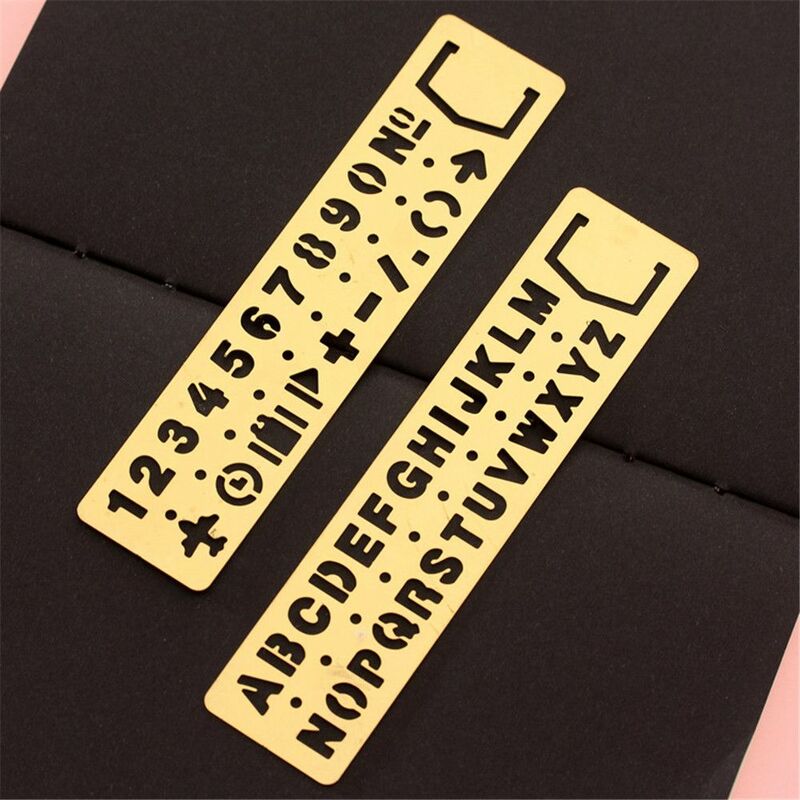 มัลติฟังก์ชั่โลหะ Hollow ไม้บรรทัดตรงจำนวน Letter รูปแบบ Bookmark Kawaii เครื่องเขียนแม่แบบเครื่องมือวัด