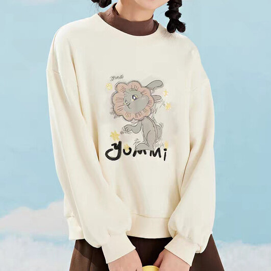 Suéter informal de manga larga con cuello redondo para mujer, lindo conejito personalizado, top de principios de otoño e invierno, nuevo, 2023