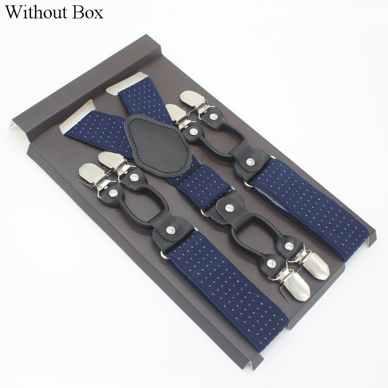 Bretelles rayées en cuir vintage pour hommes, bretelles pour adultes, sangle réglable, mode décontractée, 6 clips, 3.5x120cm