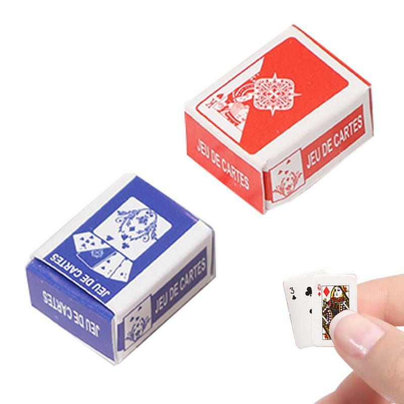 Mini Playing Cards Poker Cards, Miniature Doll House Game, Dollhouse Móveis Acessórios, Decoração Brinquedos, Tamanho
