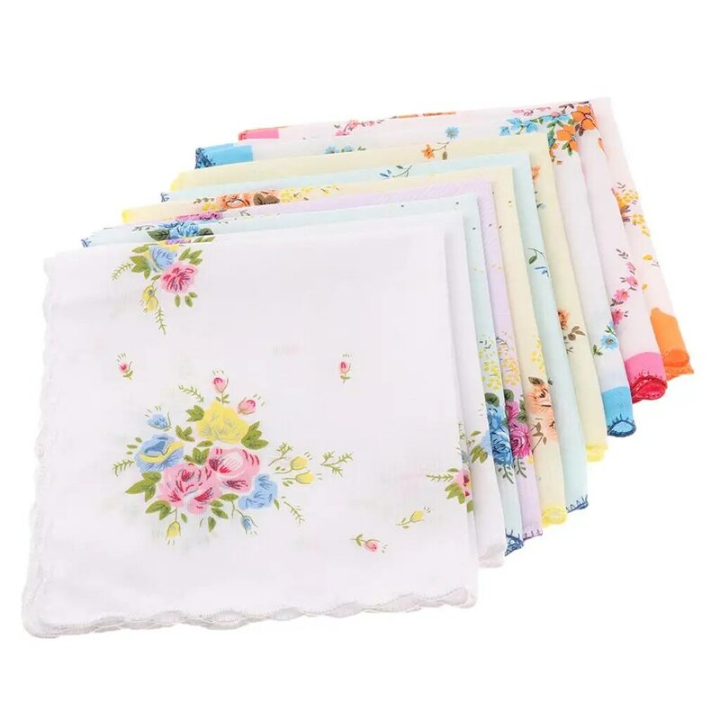 Assorted Square Handkerchief para mulheres, Assorted Bulk Set, Acessório Meninas, 10 pcs