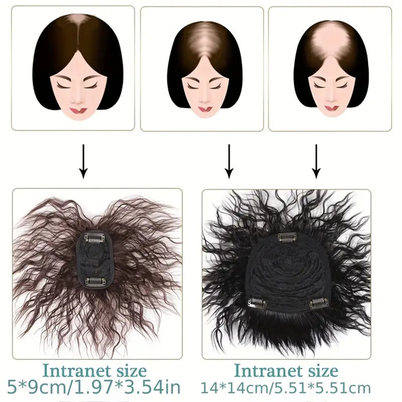 Topper sintético do cabelo encaracolado com estrondo do cabelo, grampo em extensões do cabelo, procura natural, uso diário, acessórios do cabelo
