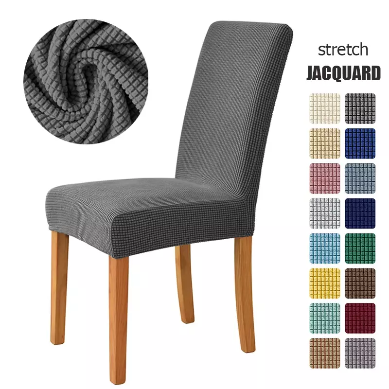 Sarung kursi kain inti jagung Jacquard ukuran Universal sarung kursi murah sarung jok melar untuk ruang makan Dekorasi Rumah 1PC