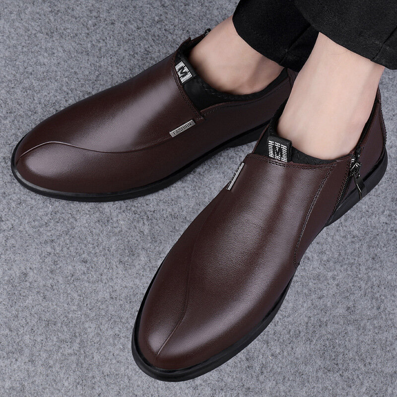New Genuine Leather Men Shoes Outdoor Loafers Slip On Business Casual Leather Shoes Classic Soft Hombre High Quality Flat Shoes