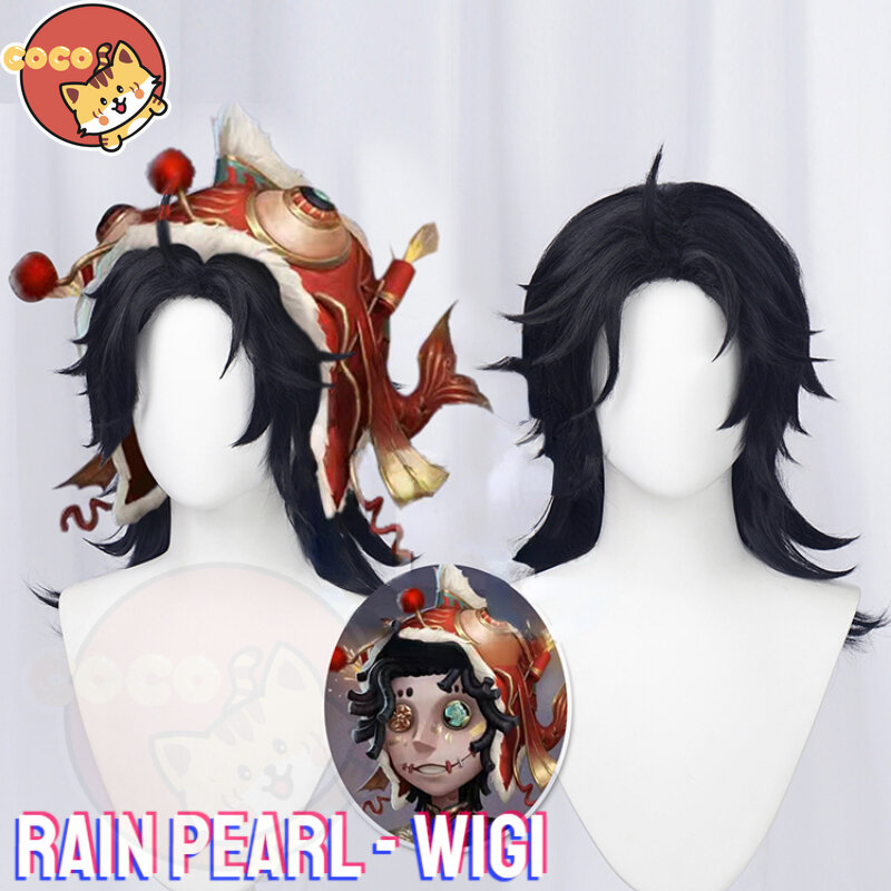 Identity V Rain Pearl acróbat Peluca de Cosplay, juego Identity V, Mike Morton, Cosplay de perlas de lluvia, longitud media, negro, CoCos