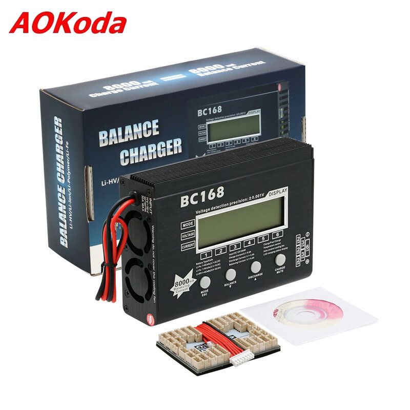 AOK BC168 1-6S 8A 200W 8000mA Current LCD สติปัญญาจอแสดงผล Balance Charge/Discharge Lipo/แบตเตอรี่ลิเธียมสำหรับรุ่น RC