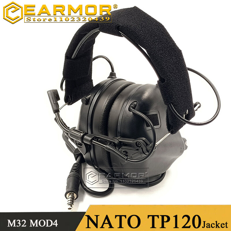 EARMOR M32 MOD4 cuffie tattiche da esterno cuffie per la protezione dell'udito cuffie da tiro con microfono giacca NATO TP120