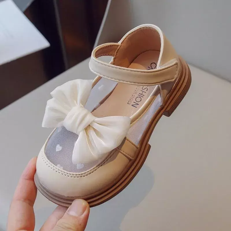 Zapatos de princesa con lazo para niñas, calzado de princesa con malla de encaje transpirable, para fiesta y boda