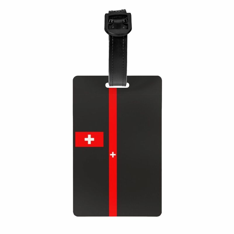 Étiquettes à bagages personnalisées Swiss Cross Feel, étiquette d'identification, couverture de confidentialité