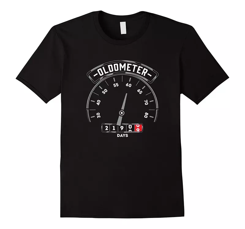 O넥 반팔 캐주얼 남성 티셔츠, 100% 코튼 티셔츠, Oldmeter 재미있는 속도계, 60 세 (기타 연령) 생일 선물, 여름