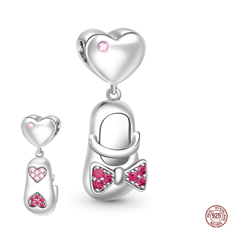 Hot 925 Sterling Silver dot botol susu bayi ibu dan anak manik jimat cocok asli Pandora Gelang DIY hadiah perhiasan