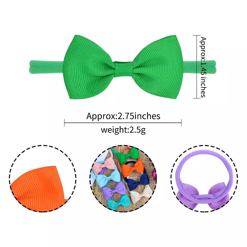 Diadema de nailon con lazo de seis orejas para bebé, banda elástica para el pelo, accesorios para el cabello hechos a mano, Color sólido, 8 unidades por juego