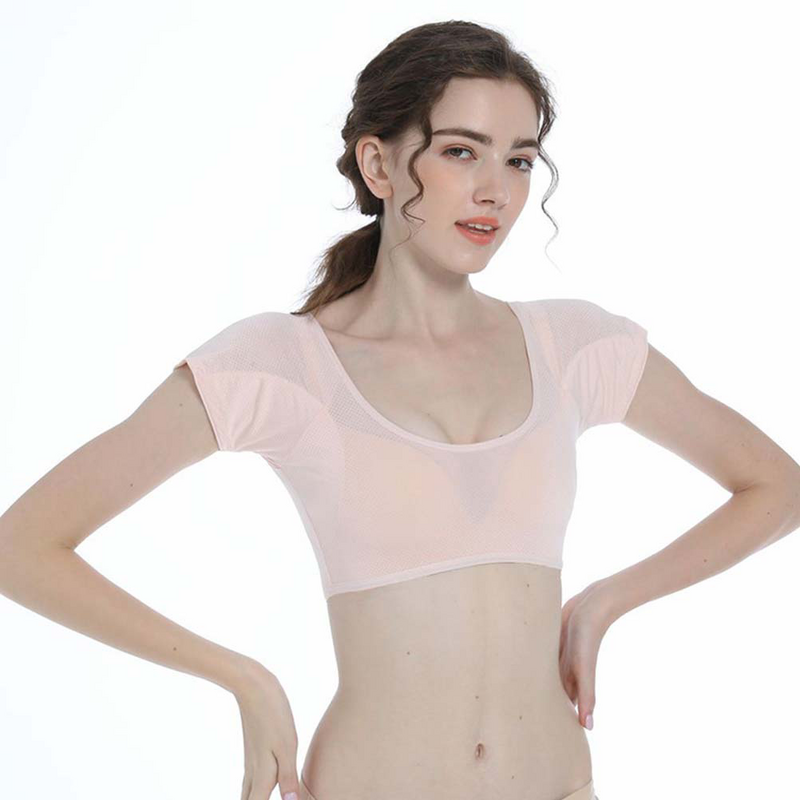Underarm Sweat Pads Shapewear Shirts for Women Short Sleeve Short Sleeve Crop Tops For Women Sweatshirt Vest Armpit Summer