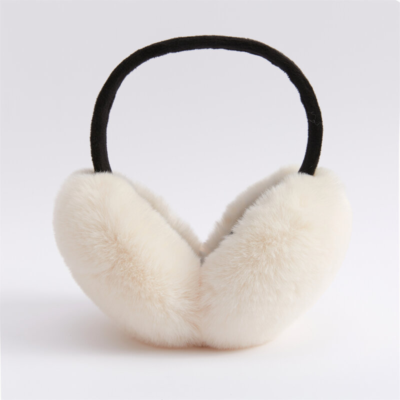 Anjj-orejeras de Color de contraste innovador, nuevo diseño de moda, Color blanco y negro, orejeras de felpa cálidas, 2024