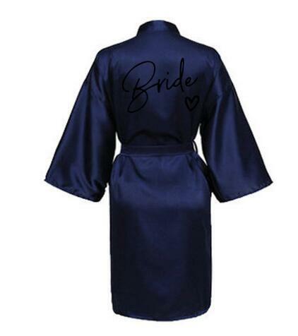 Bata de novia con letras negras para fiesta de boda, Kimono, pijama de satén para dama de honor, SP003
