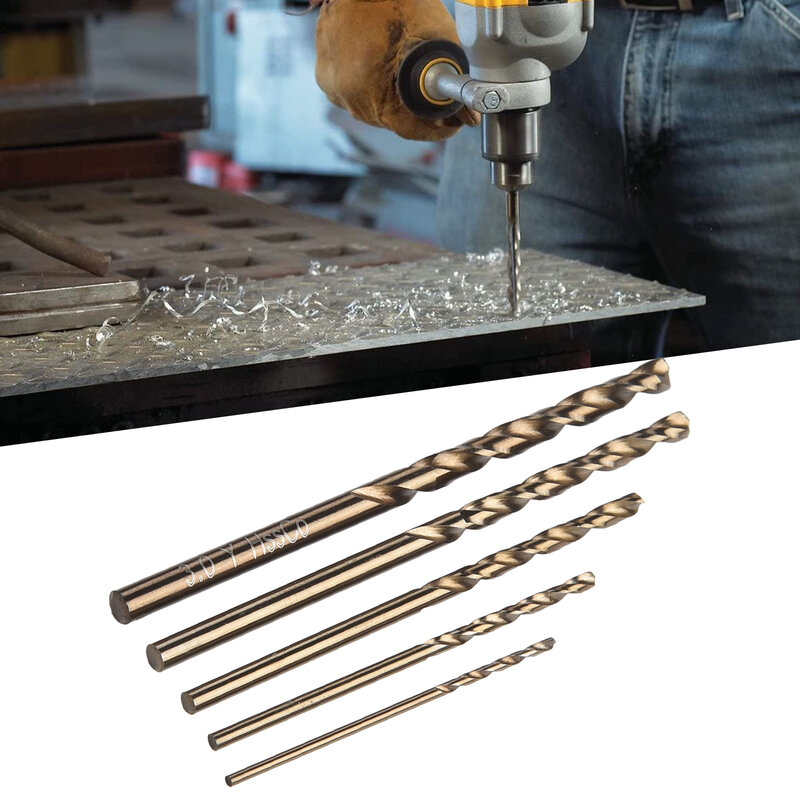 5pcs HSS M35 Cobalt Drill Bit 1/1.5/2/2.5/3mm 135 Degree Split Point Tip For Drilling Stainless Steel Power Tools Accessories