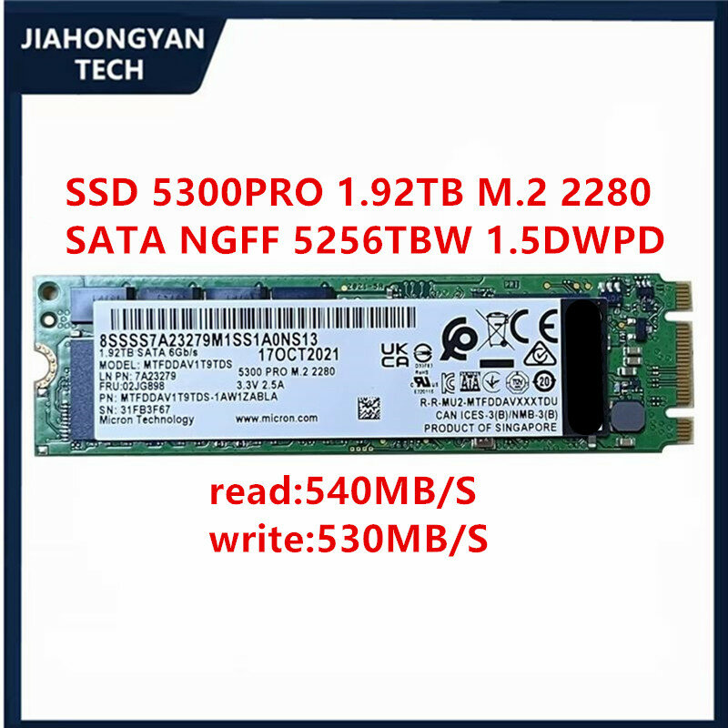 Asli untuk Micron 5300PRO 960G 1.92TB 240G 480G M.2 NGFF 2280 SATA SSD Enterprise solid state drive SSD