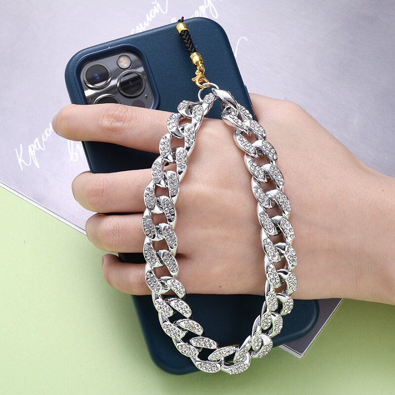 Cadena acrílica de Metal para teléfono móvil para mujer, 1 unidad, cordón antipérdida, llavero, correas de sujeción, accesorios de joyería, regalo