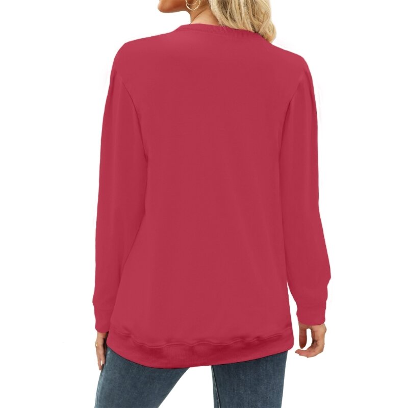 Damen Modisches Langarm-Rundhals-Sweatshirt mit Buchstaben-Print-Pullover Dropship