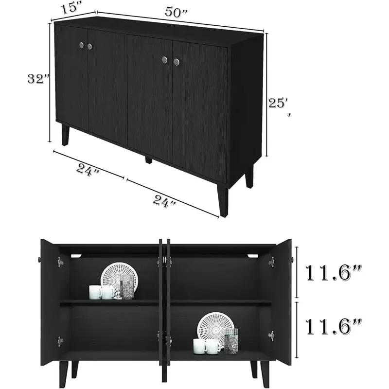 خزانة بوفيه OEING-Gyger مع تخزين ، خزانة مطبخ ، بوفيه مع 4 أبواب ، طاولة وحدة التحكم ، خزانة جانبية لغرفة الطعام