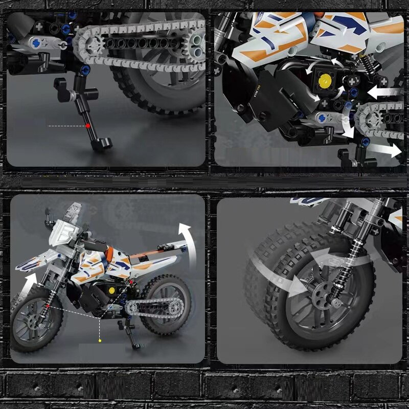 High Tech Rapid Racing Blocos de Construção de Motocicleta, Esportes urbanos, Locomotiva de motocicleta Modelo Modular de Tijolo