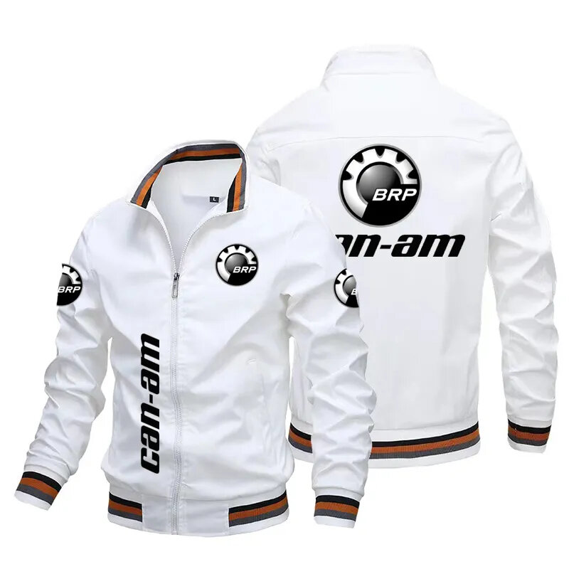 Jaqueta à prova de vento masculina, jaqueta Harajuku Street, jaqueta de beisebol Hip-Hop, zíper impresso com logotipo BRP Can-am, nova