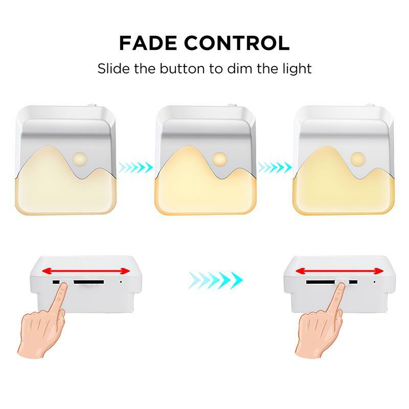 Luz Nocturna LED regulable con enchufe para bebé y niño, lámpara de pared con Sensor de brillo ajustable, para pasillo y habitación