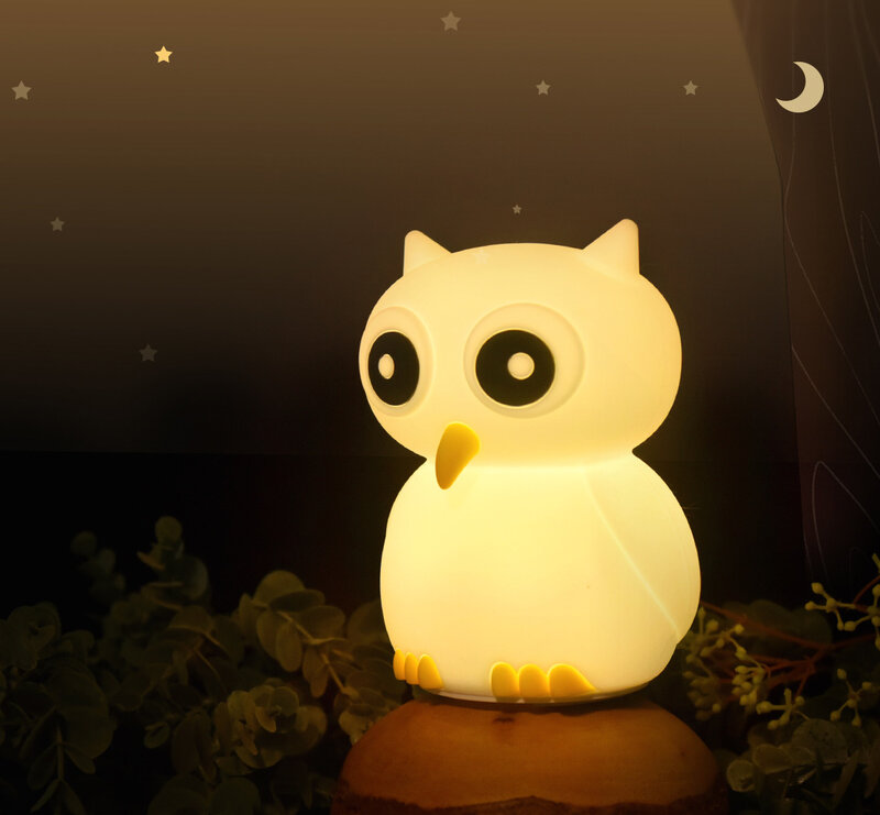 Creative silicone cartoon owl night light indoor bedside seven-colour atmosphere pat pat night light
