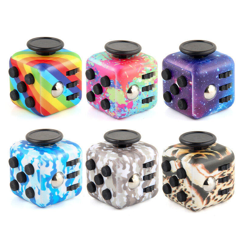 Decompression magic Cube UV Print Rainbow Color magic cube Anti Anxiety Finger Cube stress relief fidget for kids Birthday gifts