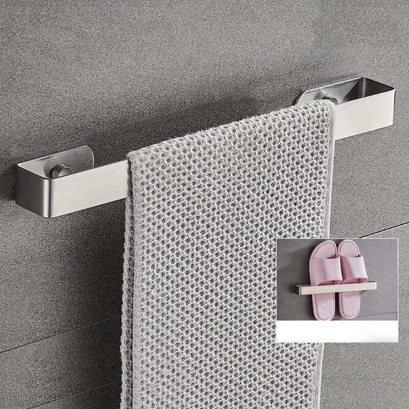 Toallero Simple, estante almacenamiento para baño, soporte toalla montado en pared, estante para zapatillas acero envío