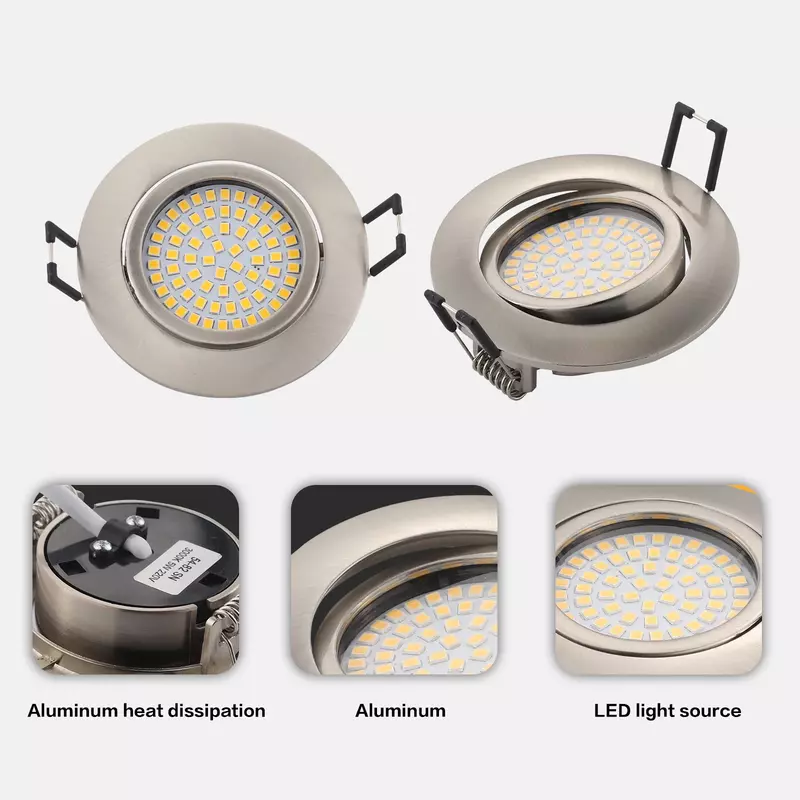 6 szt. Regulowane oświetlenie sufitowe LED typu Downlight światła okrągłe do sufitu 5W / 450lm zasilane z sieci Ultra cienki