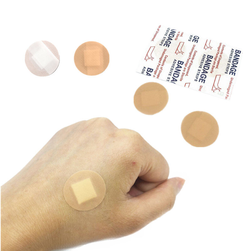 Mini Round Band Aid ferida vestir emplastros para crianças, patch de vacinação infantil, ataduras adesivas de primeiros socorros, Woundplast, 50pcs por conjunto