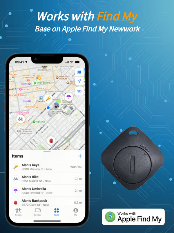 AiYaTo Bluetooth Key Finder, Smart AirTag Tracker para o sistema IOS, Localizador de itens para bolsas, Trabalhar com a Apple Find, Minha rede global