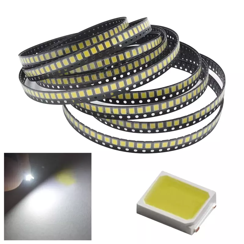 SMT SMD 2835 LED 램프 비드, 백색, 적색, 청색, 녹색, 황색 비즈, LED 칩, DC 1.8-3.6V 조명, 다이오드 발광, 20-25lm, 100 개