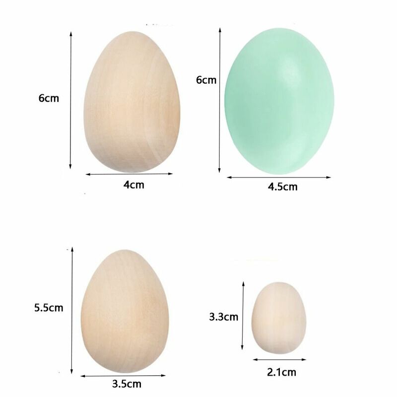 10PCS DIY Natural Wood Simulation Eggs Educational Toy Graffiti Smooth Surface Easter Egg Unfinished Fake Eggs Kids