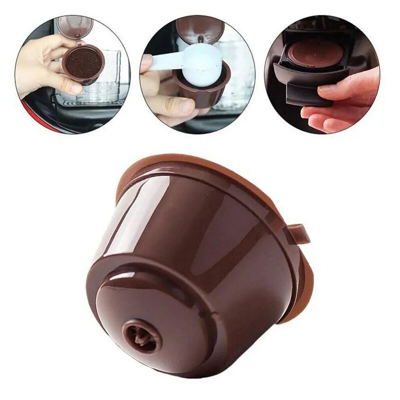 Reusable Coffee Capsule Pod Filter Cups Set With Spoon Brush Eco Friendly Stainless Steel Mesh Filter Suitable For Dolce Gusto