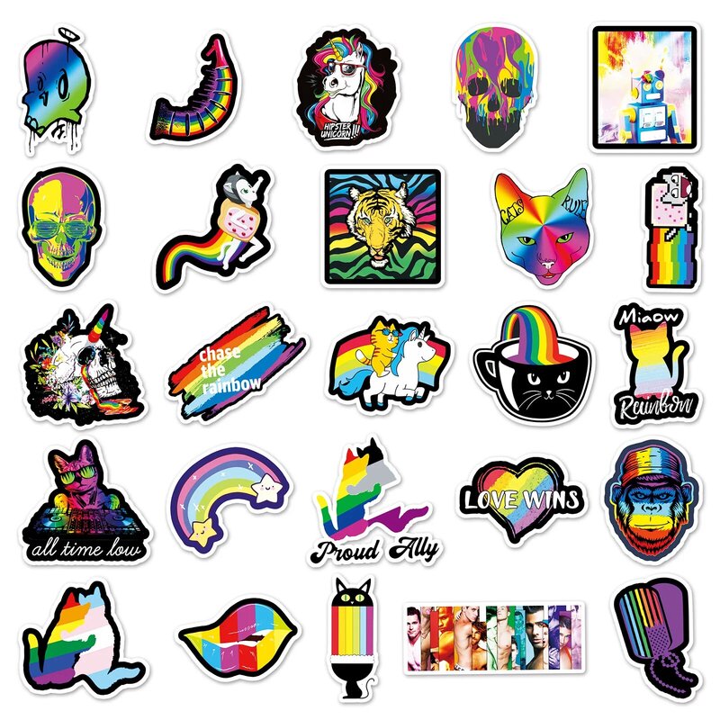 50 pezzi adesivi Graffiti serie arcobaleno creativo adatti per caschi per Laptop decorazione Desktop adesivi fai da te giocattoli all'ingrosso