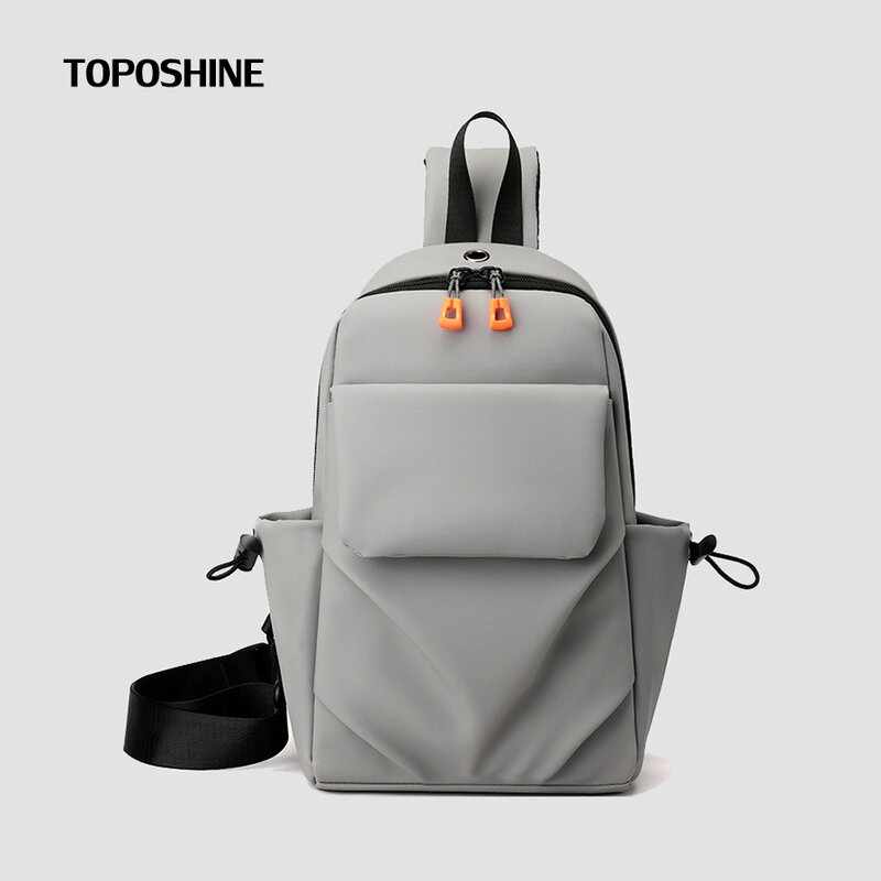 Нагрудная сумка Toposhine для мужчин и женщин, однотонная Уличная Повседневная модная сумочка через плечо, черного и серого цвета, 2023